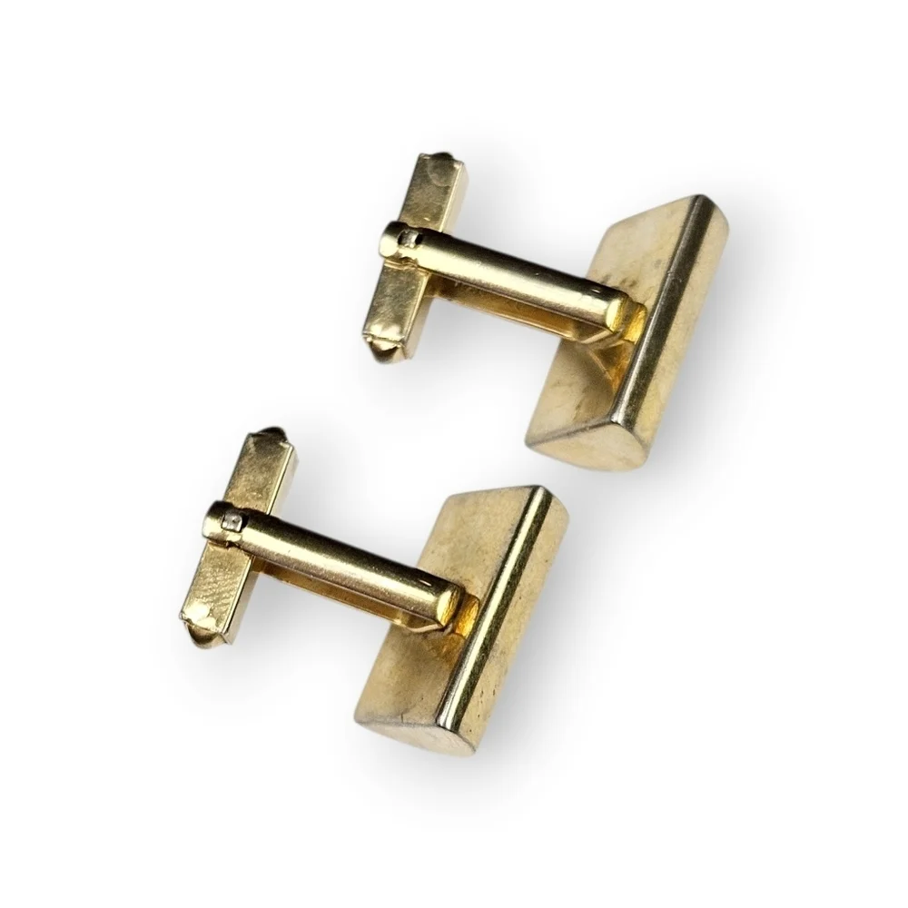 Atomic Starburst Cufflinks Oxford Rhinestone Half Cylinder Gold Plated Vintage
